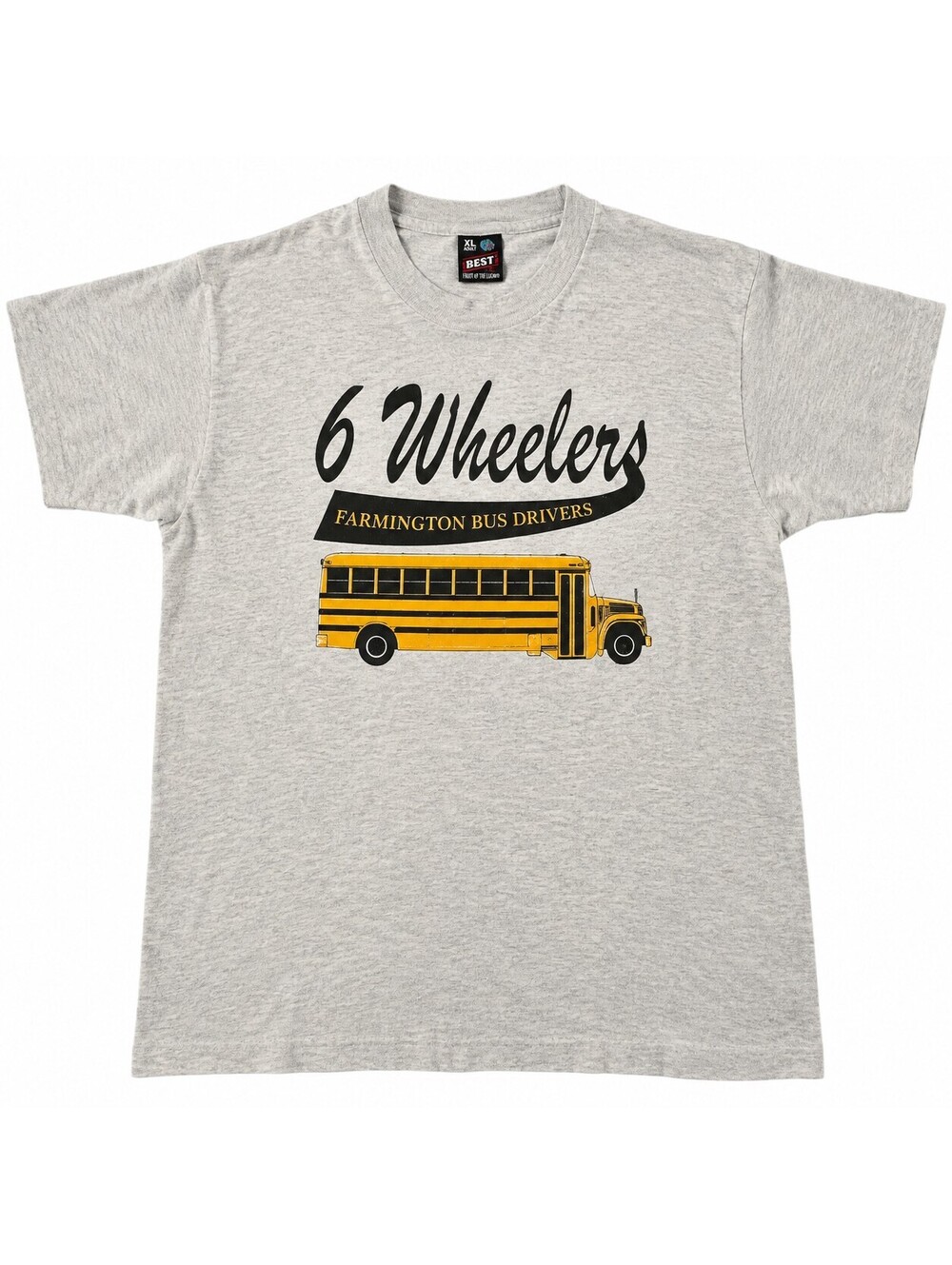 Vintage 90s Single Stitch School Bus Driver T Shirt XL Made USA 6 Wheelers